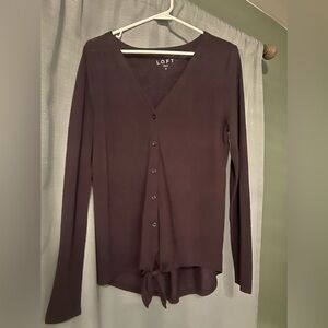LOFT Deep Purple V-Neck Cardigan